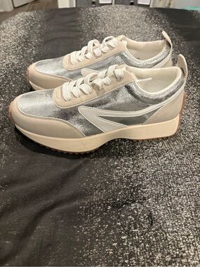 Dolce Vita Silver and Cream Platform Sneakers